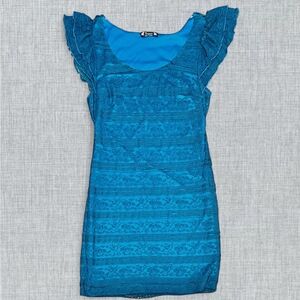 Trixxi Y2K Vintage CottageCore emerald green lace mini dress